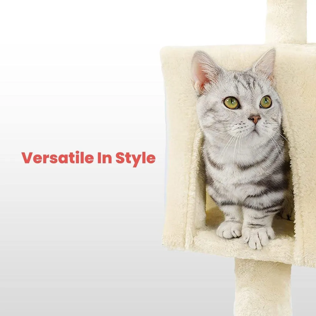 155cm Plush Cat Condo Tree w/ Sisal Posts & Platforms