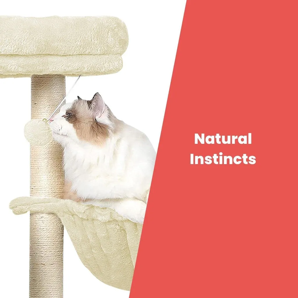 155cm Plush Cat Condo Tree w/ Sisal Posts & Platforms