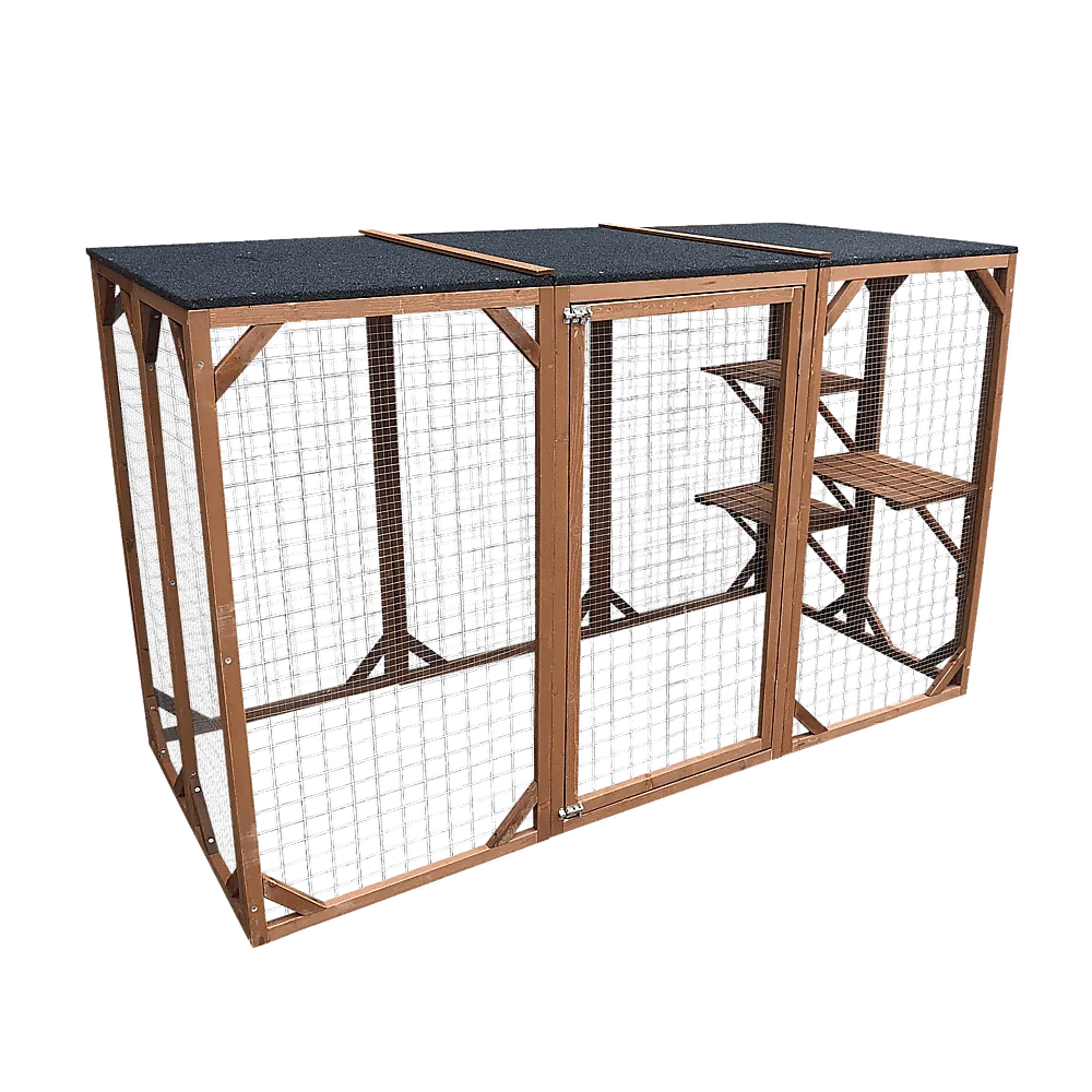 180cm Large Cat Enclosure Wooden Outdoor Cage with 3 Platforms