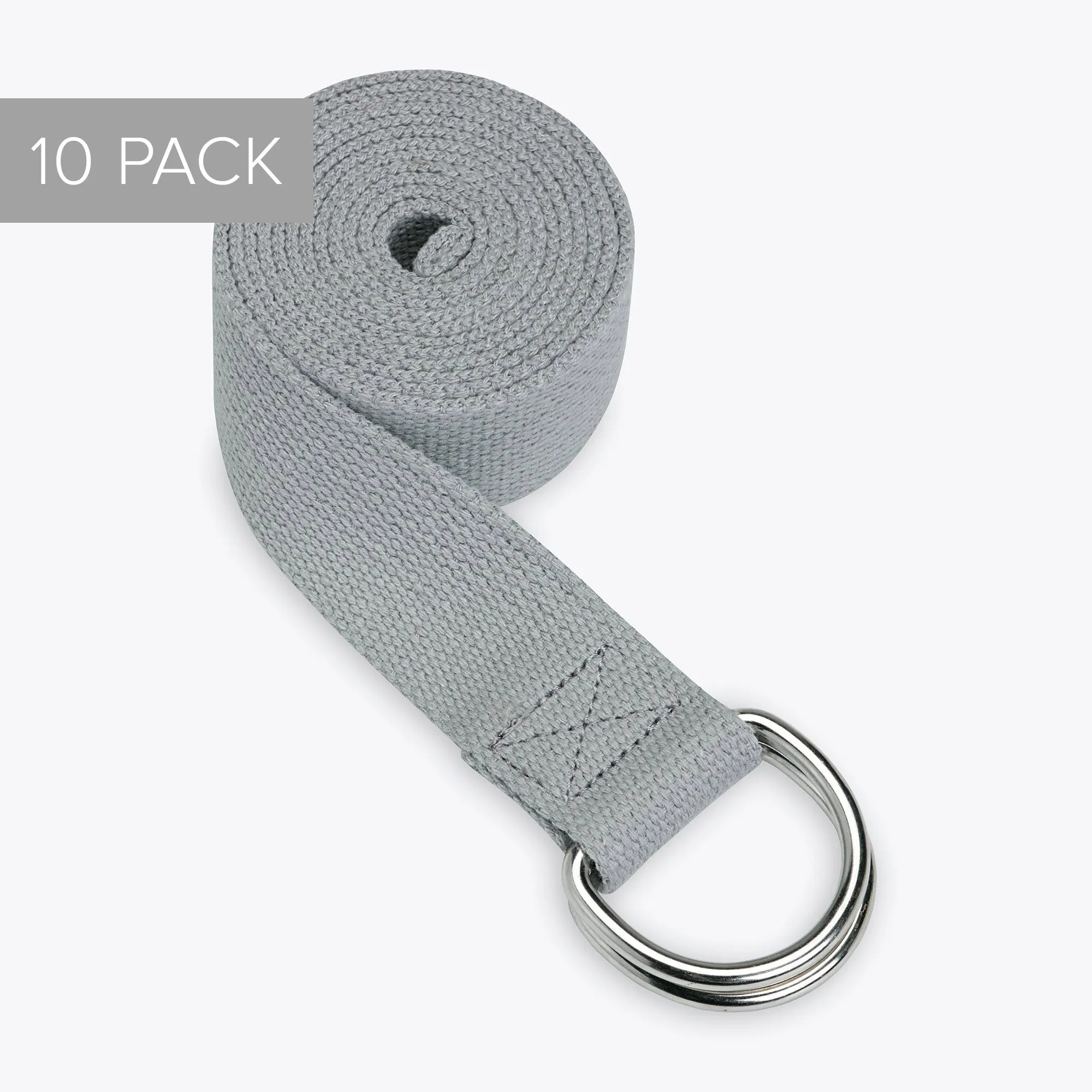 6ft Gray Yoga Strap - Value 10 Pack