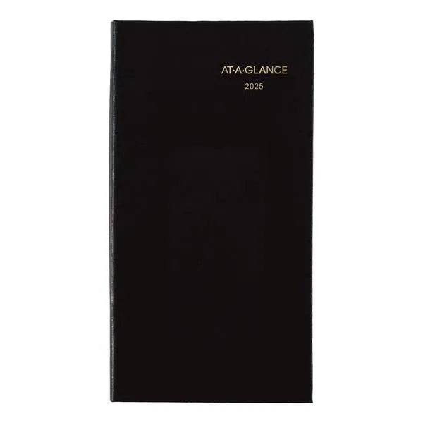 At-A-Glance 2025 Agenda - Weekly/Monthly Fine Diary, Black, Pocket