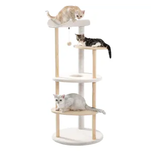 BEESCLOVER Multi-layer Cat Tree Modern Cat Tower Cat Scratching Post Jumping Platform Plush Hanging Ball