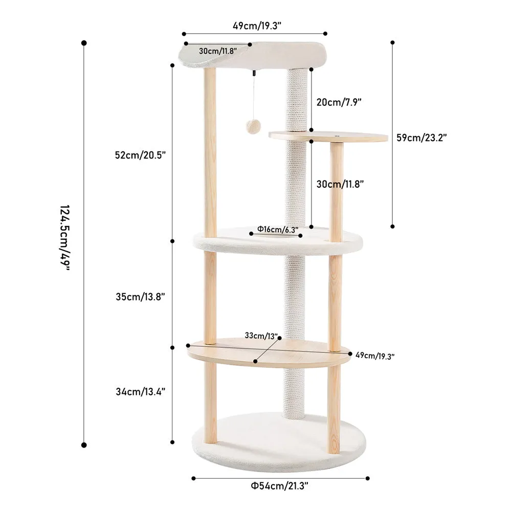 BEESCLOVER Multi-layer Cat Tree Modern Cat Tower Cat Scratching Post Jumping Platform Plush Hanging Ball