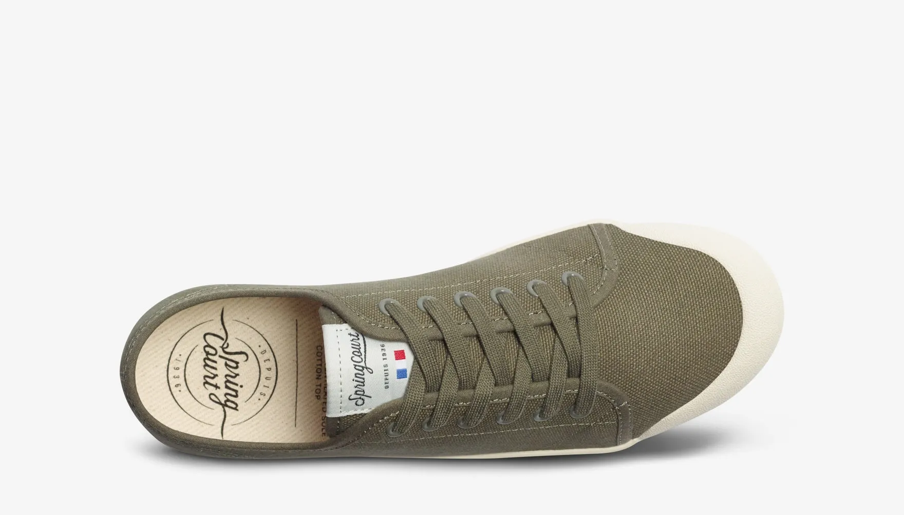 Low Top Canvas Trainers in Olive