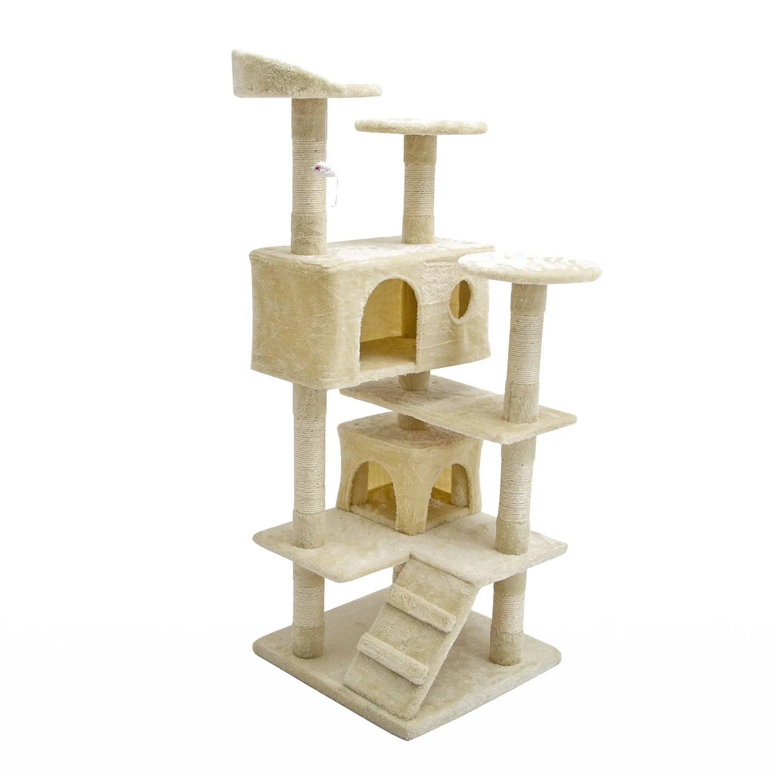 Multi-Level 130cm Cat Tree Scratcher with Plush Platforms