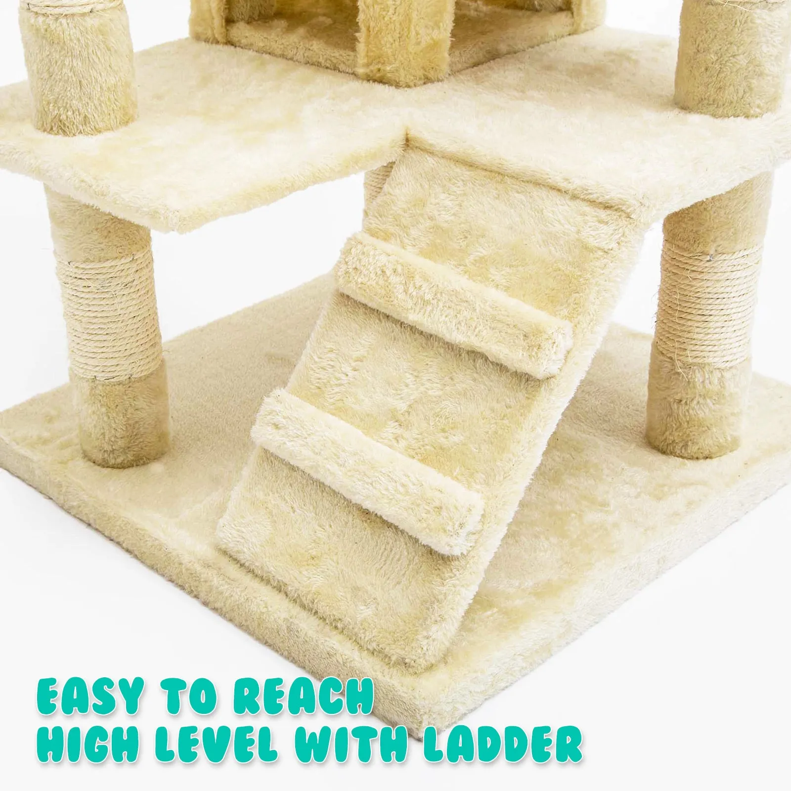 Multi-Level 130cm Cat Tree Scratcher with Plush Platforms