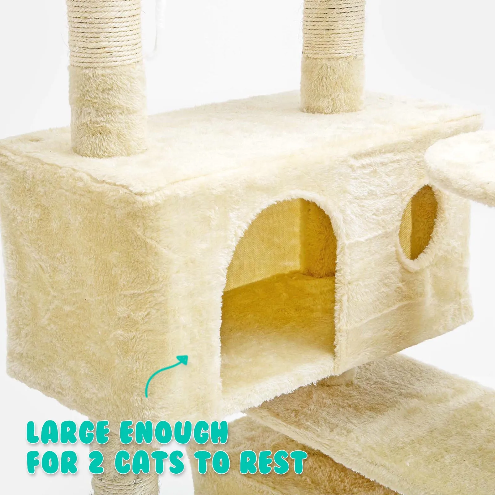 Multi-Level 130cm Cat Tree Scratcher with Plush Platforms