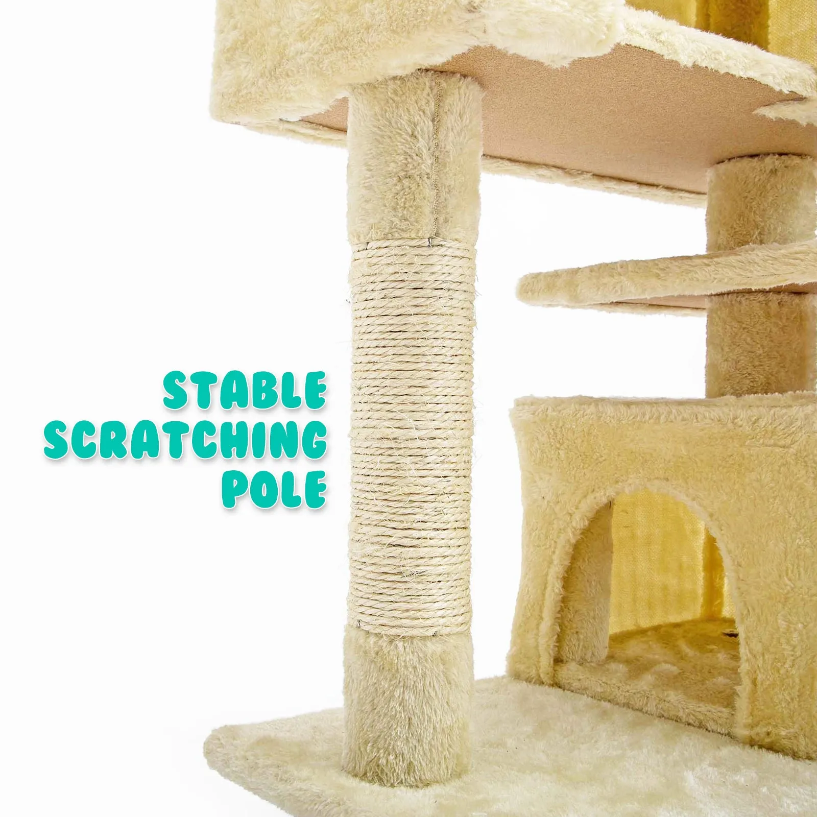 Multi-Level 130cm Cat Tree Scratcher with Plush Platforms