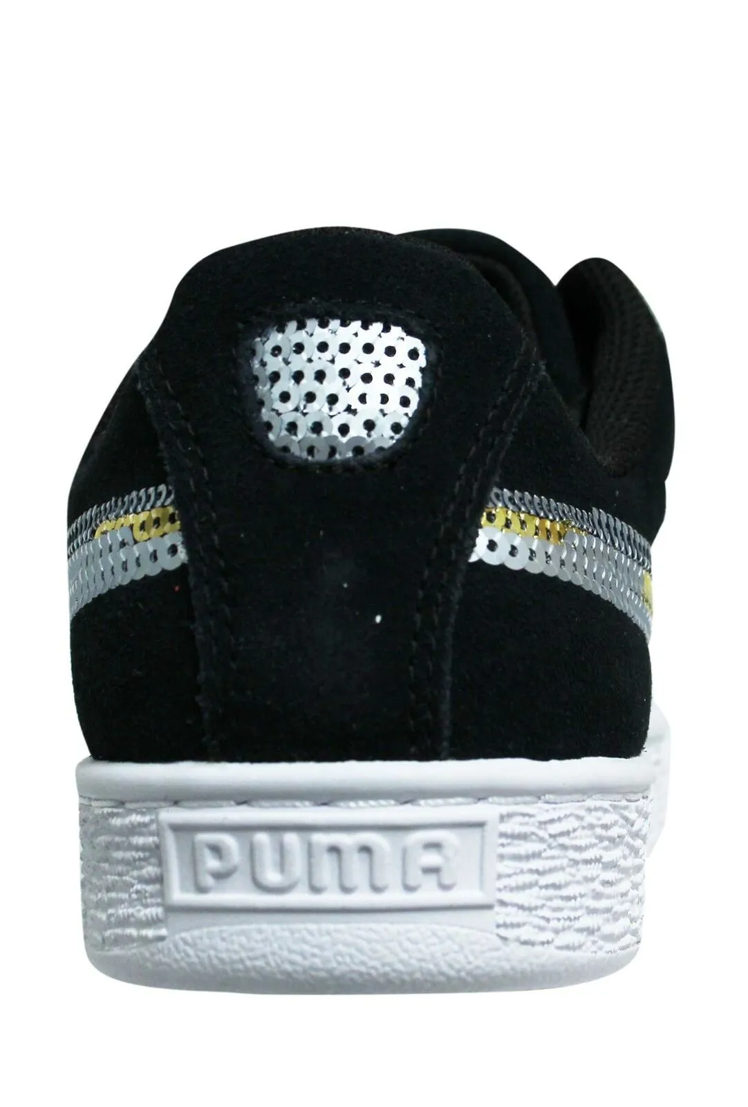 Puma Suede Heart Trailblazer SQN Black Low Lace Up Junior Trainers 368953 02