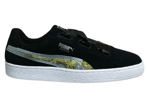 Puma Suede Heart Trailblazer SQN Black Low Lace Up Junior Trainers 368953 02