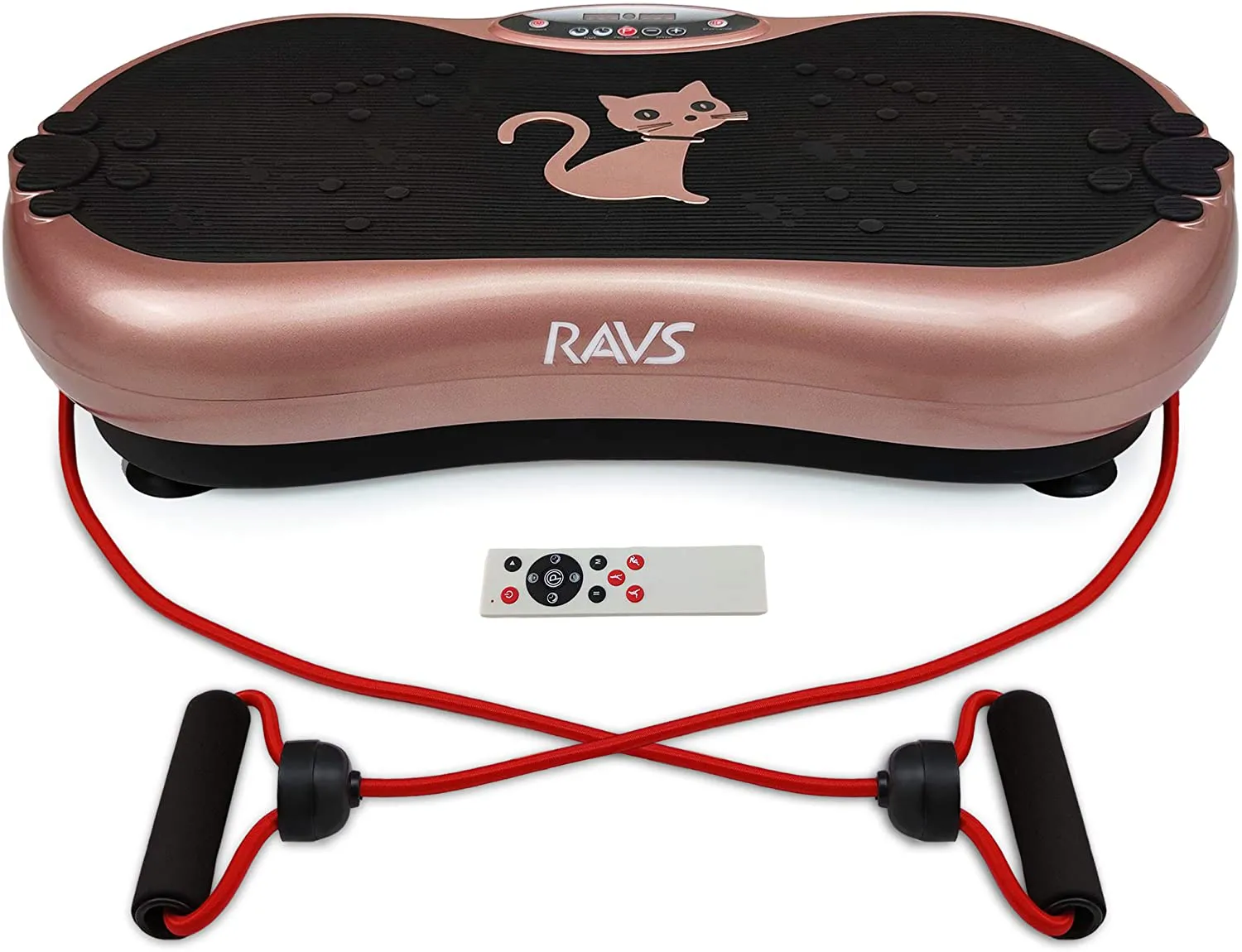 Ravs Vibration Plate Exercise Machine Whole Body Workout Machine Vibration Fitness Platform Machine Home Training Equipment with Resistance Bands, Remote Control and Max Load 330lbs