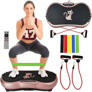 Ravs Vibration Plate Exercise Machine Whole Body Workout Machine Vibration Fitness Platform Machine Home Training Equipment with Resistance Bands, Remote Control and Max Load 330lbs