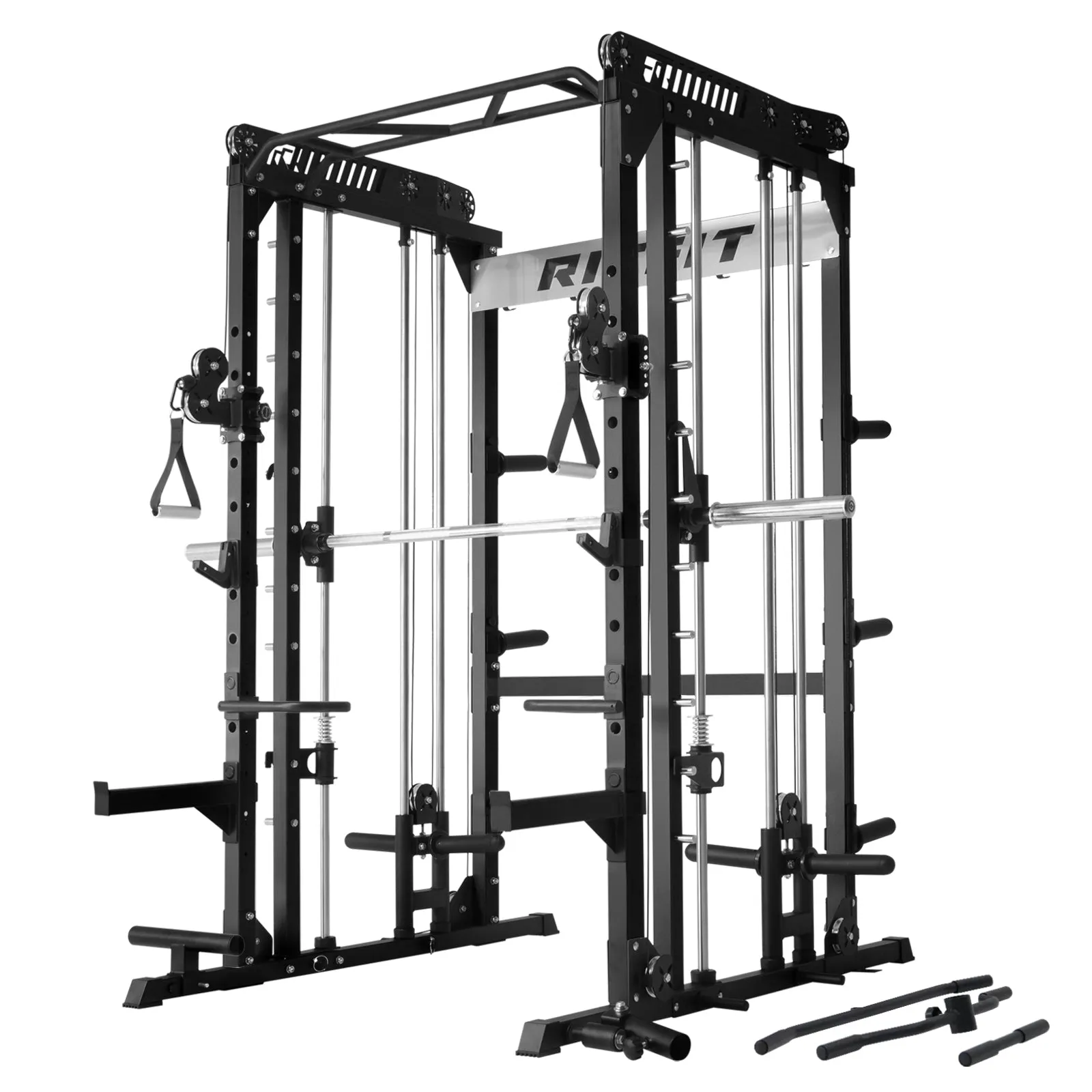 RitFit M1 Multi-Functional Smith Machine 2.0 with Cable Crossover System and Squat Rack for Home Gym