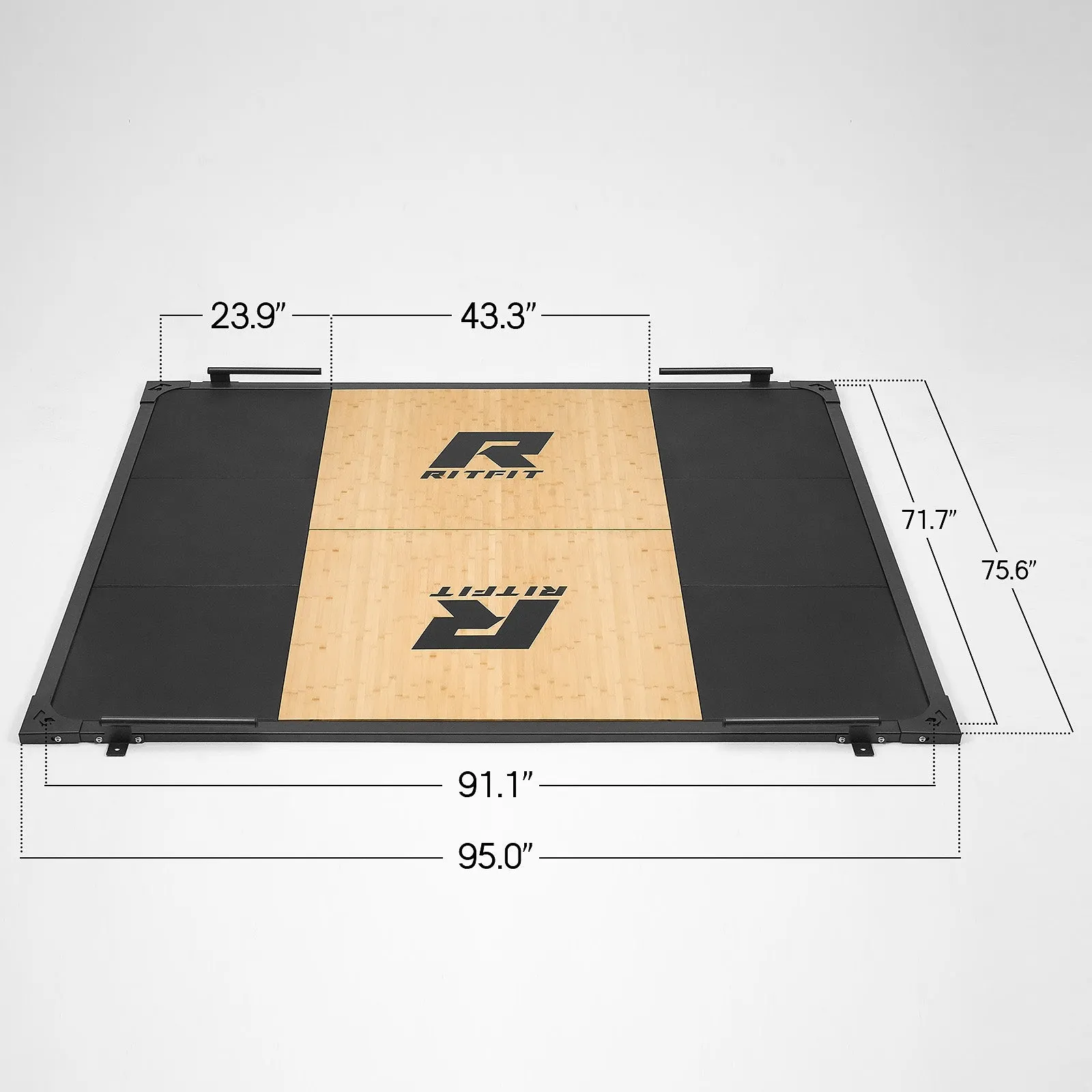 RitFit WLP01 Weightlifting Deadlift Platform Steel and Bamboo With Band Pegs