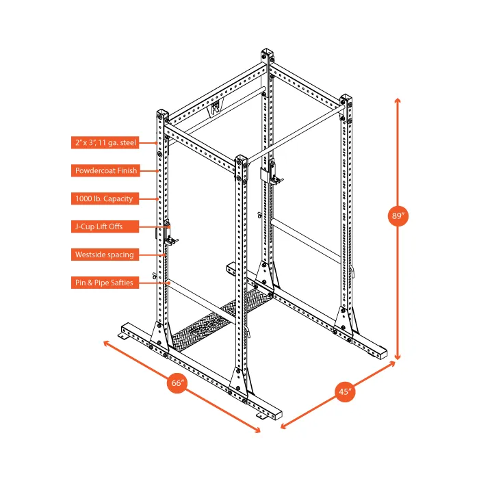 Rugged Series Full Rack (w Jcups/Pin Safeties)