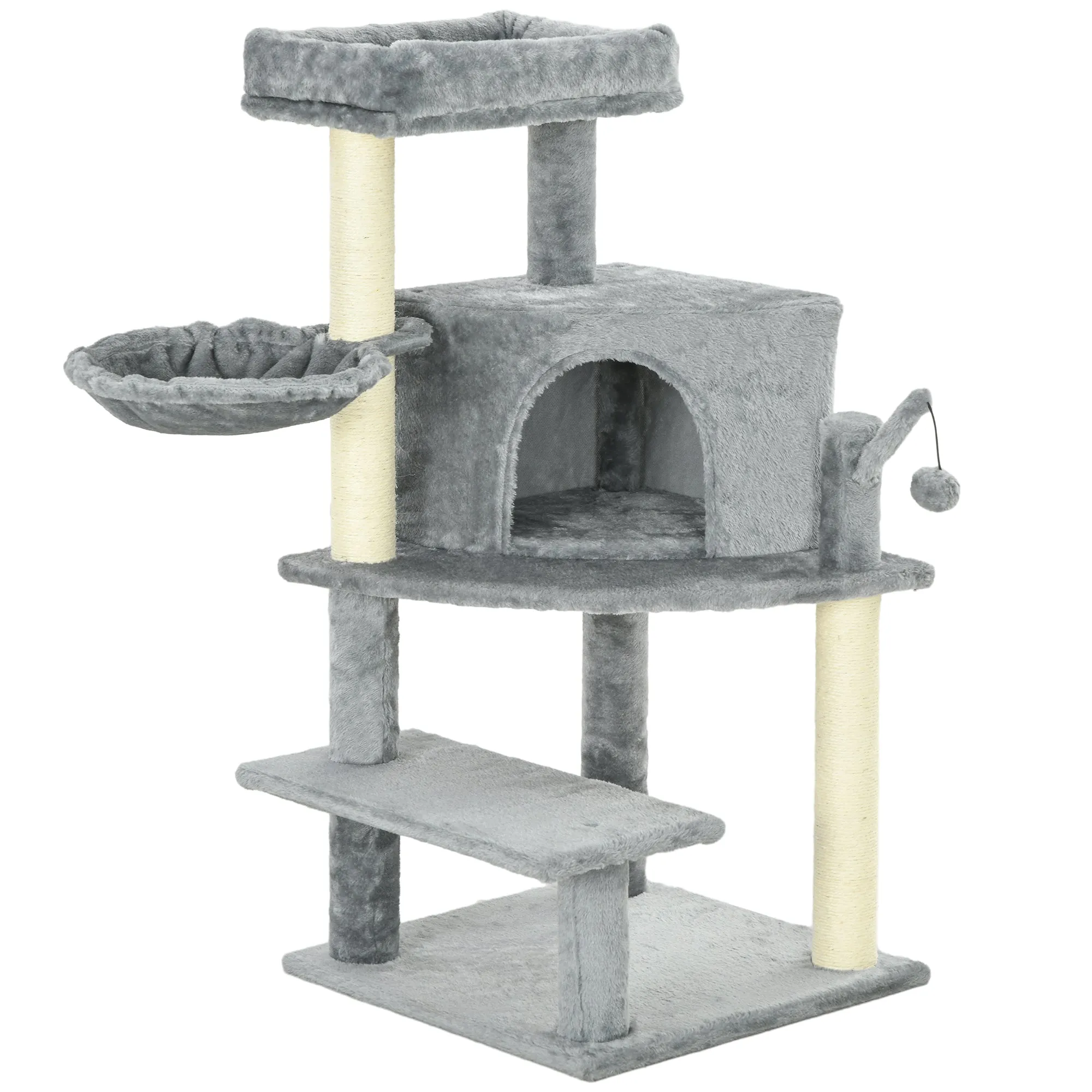 Sisal 100cm Cat Tree Tower with Sisal Scratching Post Grey