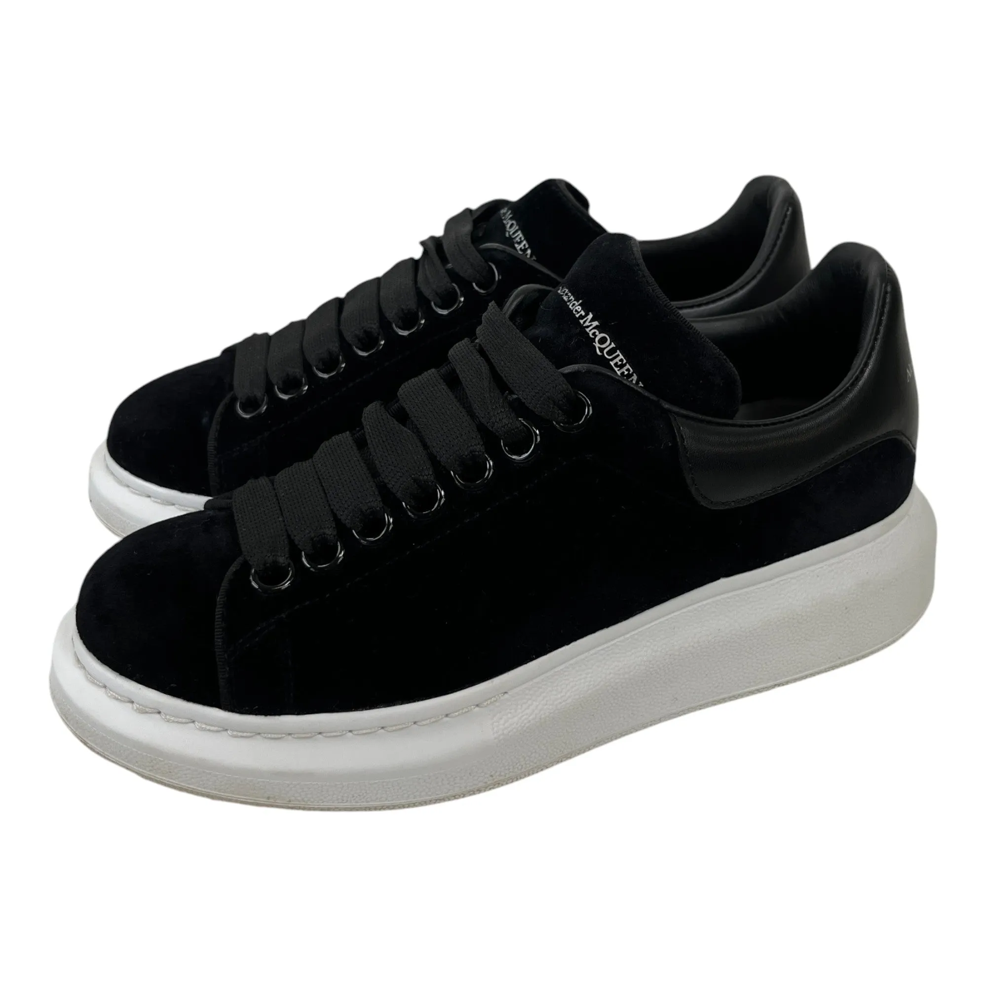 Women's Velvet Oversized Low Trainers Black Size EU 35 / UK 2